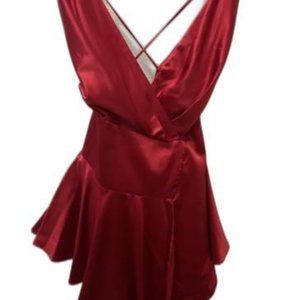 Red Satin Cocktail Dress